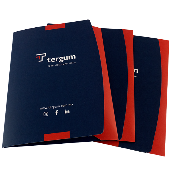 Folder tamaño carta TERGUM - Azul con rojo (paquete c/100 piezas)
